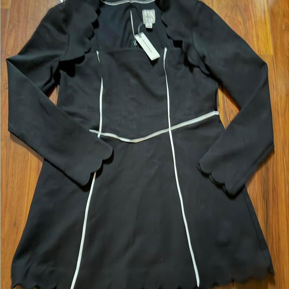 Anthropologie Black Dress with White Trim - Picture 3 of 6